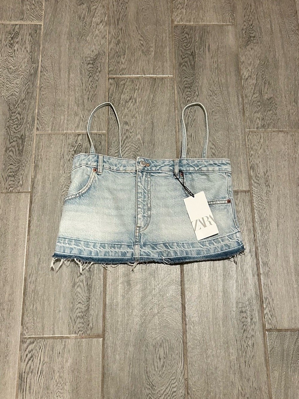 ZARA Light Wash Denim crop top - size small